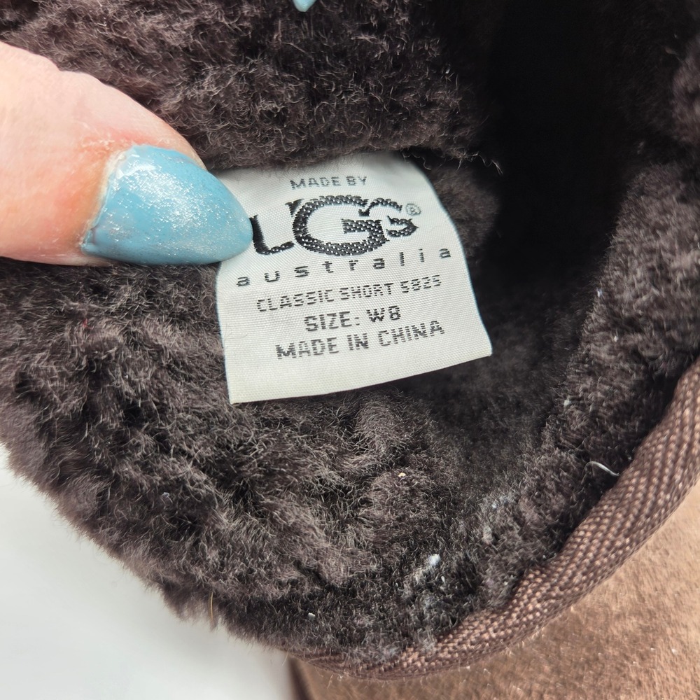 UGG Australia Classic Short 5825 Chocolate Brown Suede Sheepskin Boots Womens 8 - Picture 6 of 10